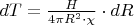$dT=\frac{H}{4\pi{R}^2\cdot\chi}\cdot{dR}$