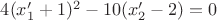 $4(x'_1+1)^2-10(x'_2-2)=0$