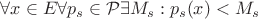 $\forall x\in E\forall p_s\in\mathcal{P}\exists M_s: p_s(x)<M_s$