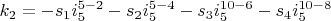 $k_2=-s_1 i_5^{5-2}-s_2 i_5^{5-4}-s_3 i_5^{10-6}-s_4 i_5^{10-8}$