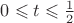 $0\leqslant t \leqslant \frac{1}{2}$