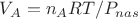$V_A=n_{A}RT/P_{nas}$