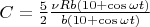 $C = \frac{ 5 }{ 2 }\frac{ \nu R b (10+\cos \omega t) }{b (10+\cos \omega t) }$