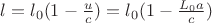 $l=l_0(1-\frac{u}{c})=l_0(1-\frac{L_0a}{c})$