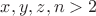 $x, y, z, n>2$