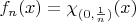 $f_n(x)=\chi_{(0,\frac1n)}(x)$