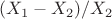 $(X_1-X_2)/X_2$