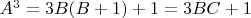 $A^3 = 3B(B +1) +1 =3BC +1$