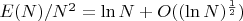 $E(N)/N^2=\ln N + O((\ln N)^{\frac{1}{2}})$