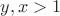 $y, x>1$ $y, x>1$