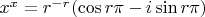 $x^x=r^{-r}(\cos r\pi - i\sin r\pi)$