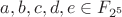 $a,b,c,d,e \in F_{2^5}$