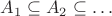 $A_1\subseteq A_2\subseteq \ldots$