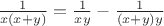 $\frac{1}{x(x+y)} = \frac{1}{xy} - \frac{1}{(x+y)y}$