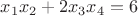 $x_1 x_2 + 2 x_3 x_4 = 6$