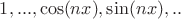 $1,...,\cos(nx),\sin(nx),..$