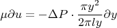$$\mu{\partial u = {-{\Delta P\cdot {\pi{y^2}\over 2{\pi}ly}\partial y$$