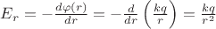 $E_r=-\frac{d\varphi(r)}{dr}=-\frac{d}{dr}\left(\frac{kq}r\right)=\frac{kq}{r^2}$