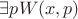 $\exists p W(x,p)$