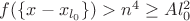 $f(\{x-x_{l_0}\})>n^4\ge Al_0^2$