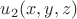$u_{2}(x,y,z)$
