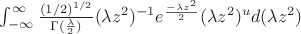 $\int_{-\infty}^{\infty} \frac{(1/2)^{1/2}}{\Gamma(\frac{\lambda}{2})}(\lambda z^2)^{-1} e^{\frac{-\lambda z^2}{2}} (\lambda z^2)^u d(\lambda z^2)$