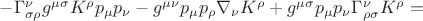 $-\Gamma^{\nu}_{\sigma\rho} g^{\mu\sigma}  K^\rho p_\mu p_\nu -g^{\mu\nu} p_\mu p_\rho \nabla_\nu K^\rho + g^{\mu\sigma} p_\mu p_\nu \Gamma^\nu_{\rho\sigma} K^\rho=$