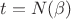 $t=N(\beta)$