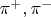 $\pi^+, \pi^-$