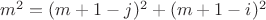 $m^2=(m+1-j)^2+(m+1-i)^2$
