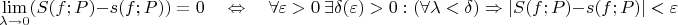 $$\lim\limits_{\lambda \to 0}(S(f;P) - s(f; P)) = 0 \quad \Leftrightarrow \quad \forall \varepsilon > 0 \ \exists \delta(\varepsilon) > 0: (\forall \lambda < \delta) \Rightarrow |S(f;P) - s(f; P)| < \varepsilon$$