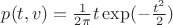 $p(t, v)=\frac{1}{2\pi}t\exp(-\frac{t^2}{2})$