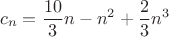 $$c_n = \frac{10}{3} n - n^2 + \frac{2}{3}n^3 $$