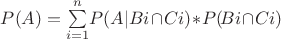 $P(A)=\sum\limits_{i=1}^n\!P(A|Bi\!\cap\!Ci)\!\ast\!P(\!Bi\!\cap\!Ci)$