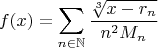 $$f(x)=\sum\limits_{n\in\mathbb N}\frac{\sqrt[3]{x-r_n}}{n^2M_n}$$