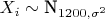 $X_i \sim \textrm N_{1200, \sigma^2}$