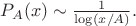 $P_A(x) \sim \frac{1}{\log(x/A)}.$
