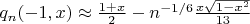 $q_n(-1,x) \approx \frac{1+x}{2} - n^{-1/6} \frac{x\sqrt{1-x^2}}{13}$