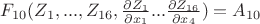 $F_{10} (Z_1, ..., Z_{16}, \frac{\partial Z_1}{\partial x_1} ... \frac{\partial Z_{16}}{\partial x_4})=A_{10}$