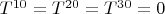 $T^{10}=T^{20}=T^{30}=0$