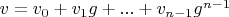 $v=v_0+v_1 g+...+v_{n-1} g^{n-1}$