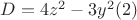 $D=4z^2-3y^2 (2)$