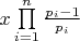 $x\prod\limits_{i = 1}^n {\frac{{{p_i} - 1}}{{{p_i}}}} $