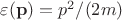 $\varepsilon(\mathbf{p})=p^2/(2m)$