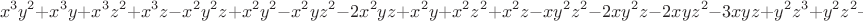 $$x^3 y^2 + x^3 y + x^3 z^2 + x^3 z - x^2 y^2 z + x^2 y^2 - x^2 y z^2 - 2 x^2 y z + x^2 y + x^2 z^2 + x^2 z - x y^2 z^2 - 2 x y^2 z - 2 x y z^2 - 3 x y z + y^2 z^3 + y^2 z^2 + y z^3 + y z^2$$
