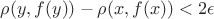 $\rho(y, f(y))  - \rho(x,f(x)) <2\epsilon$