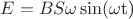 $E=BS$\omega\sin($\omega$t)