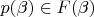 $p(\beta)\in F(\beta)$