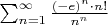 $\sum_{n=1}^{\infty } \frac{(-e)^n \cdot n!}{n^n}$