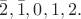 $\bar2,\bar1,0,1,2.$